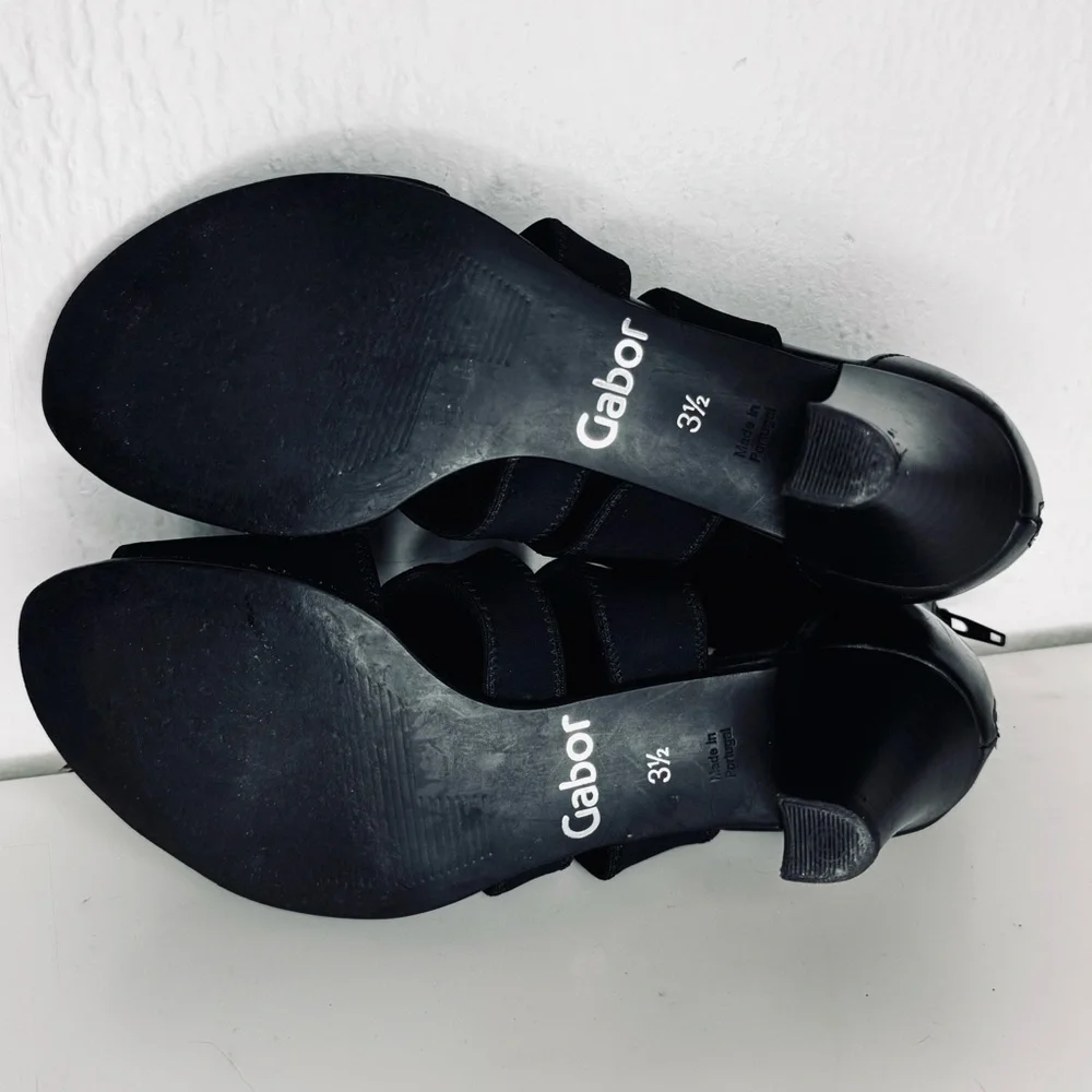 Gabor Black Sandals 2” Heel Open Tow Strappy